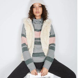 Sweaty Betty Faux Fur Cream Vest Gillet Size XL